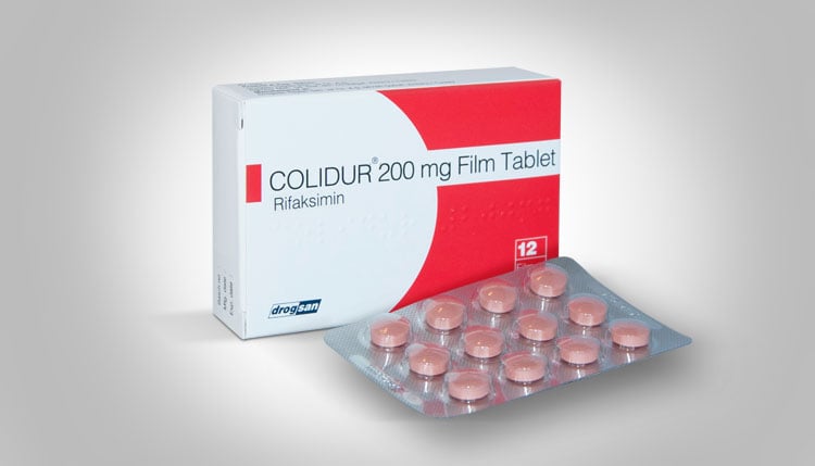Колидур 200 мг. 12 табл. / Colidur 200 mg 12 tablets, Рифаксимин / Rifaximin - Turko Pharma