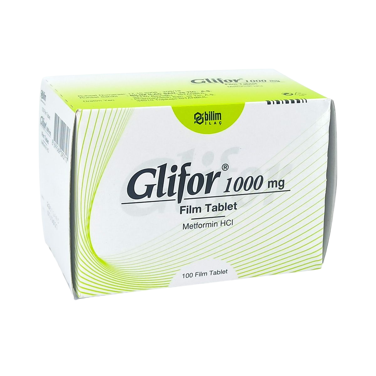 Глифор / Глюкофаж / Glifor 1000 mg, 100 таблетки - Turkish Medicine