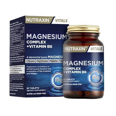 Магнезиев комплекс / Magnesium Complex + Vitamin B6 Nutraxin - 60 таблетки - Turkish Medicine