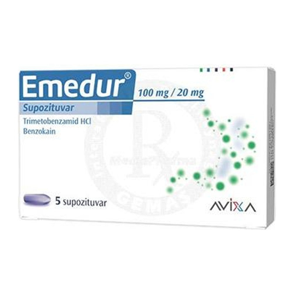 Емедур детски супозитории 100 mg/20 mg, 5 броя – Emedur pediatric suppositories 100 mg/20 mg, 5 pcs