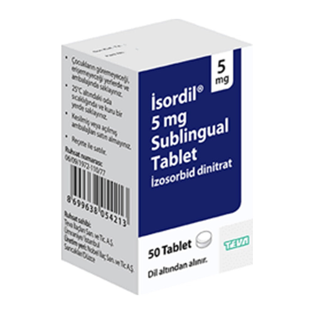 Изордил 5 mg, 50 сублингвални таблетки – Isordil 5 mg, 50 sublingual tablets