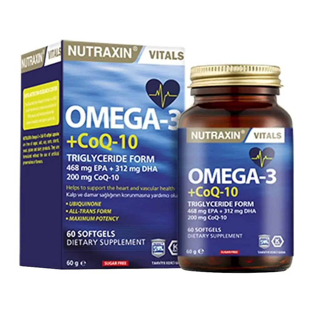 Нутраксин Омега-3 + Коензим Q10, 60 меки капсули – Nutraxin Omega-3 + CoQ10, 60 softgels