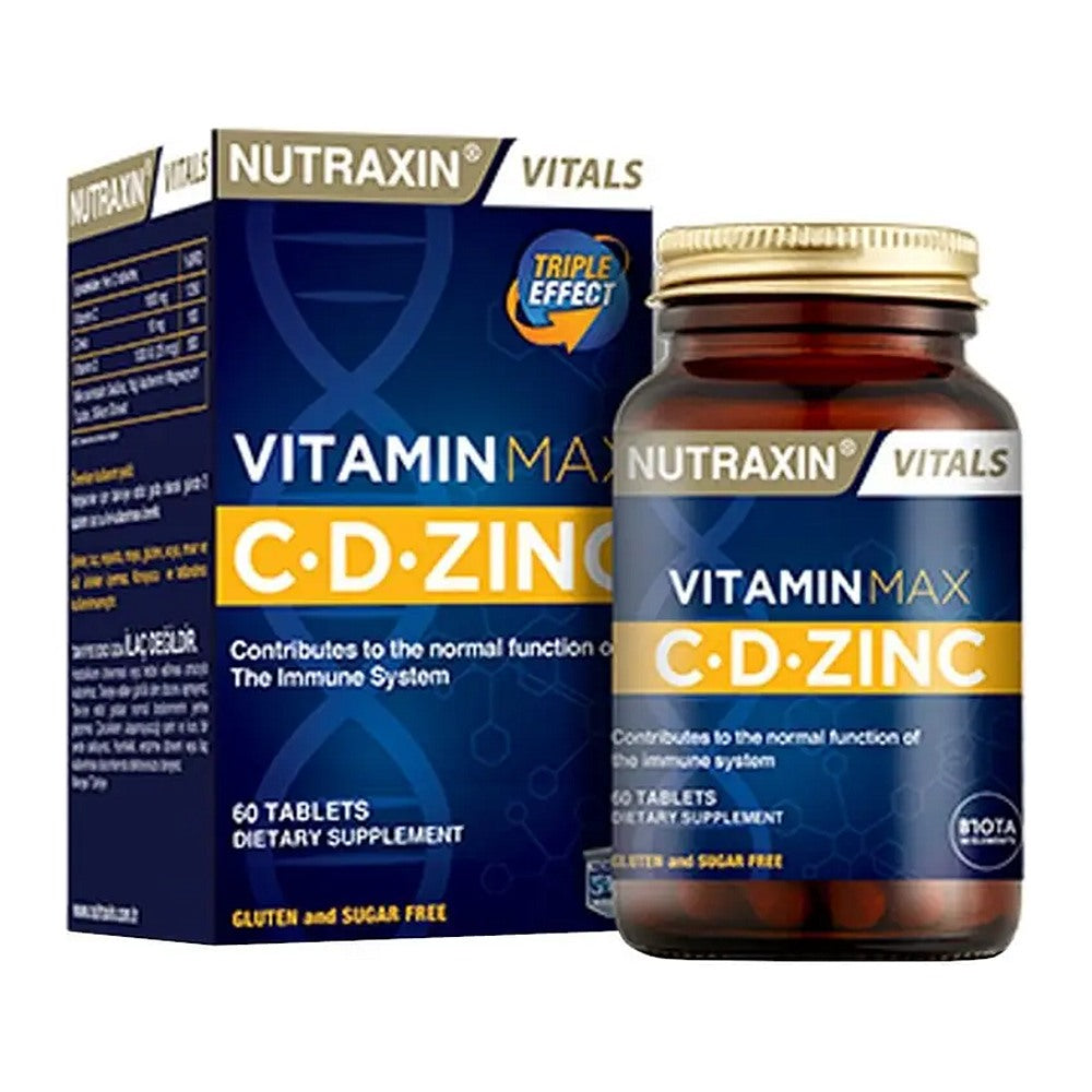 Нутраксин Витамин Макс C + D + цинк, 60 таблетки – Nutraxin Vitamin Max C + D + Zinc, 60 tablets