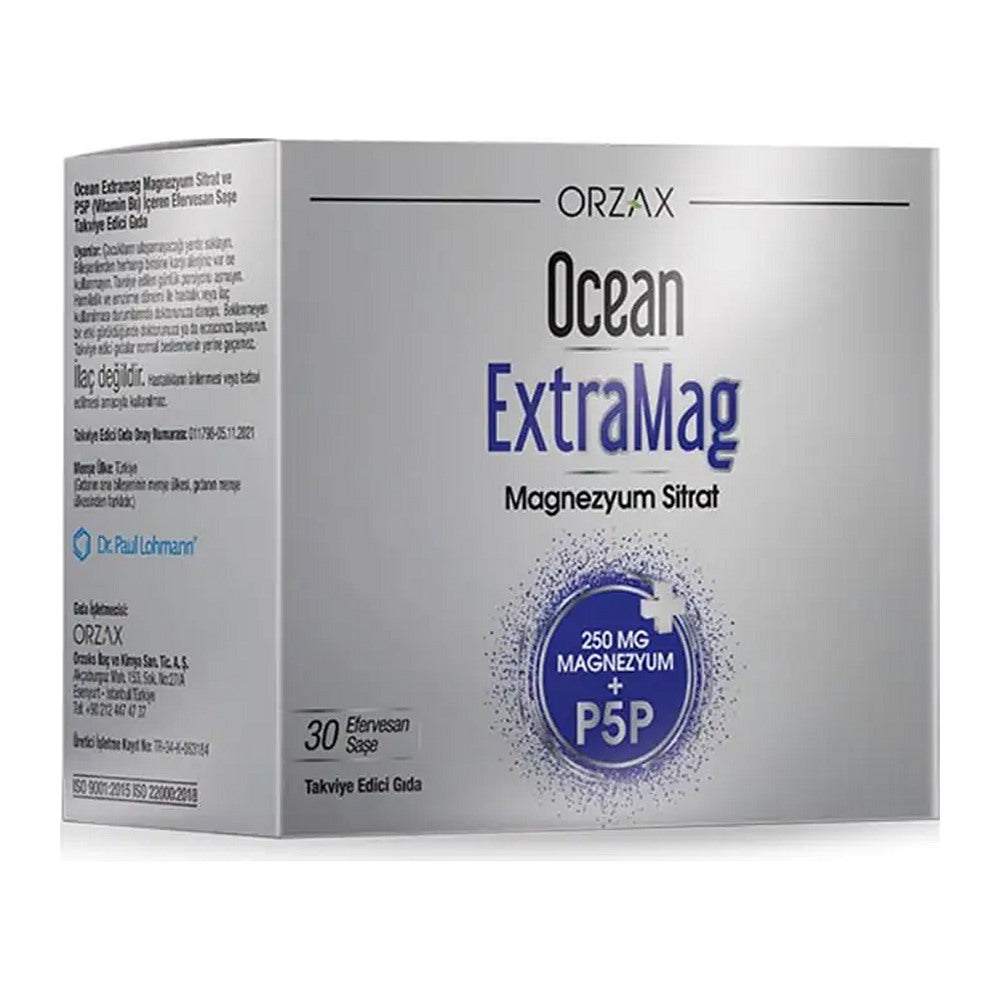 Оушън Екстрамаг магнезиев цитрат, 30 ешумни сашета – Ocean Extramag Magnesium Citrate, 30 effervescent sachets