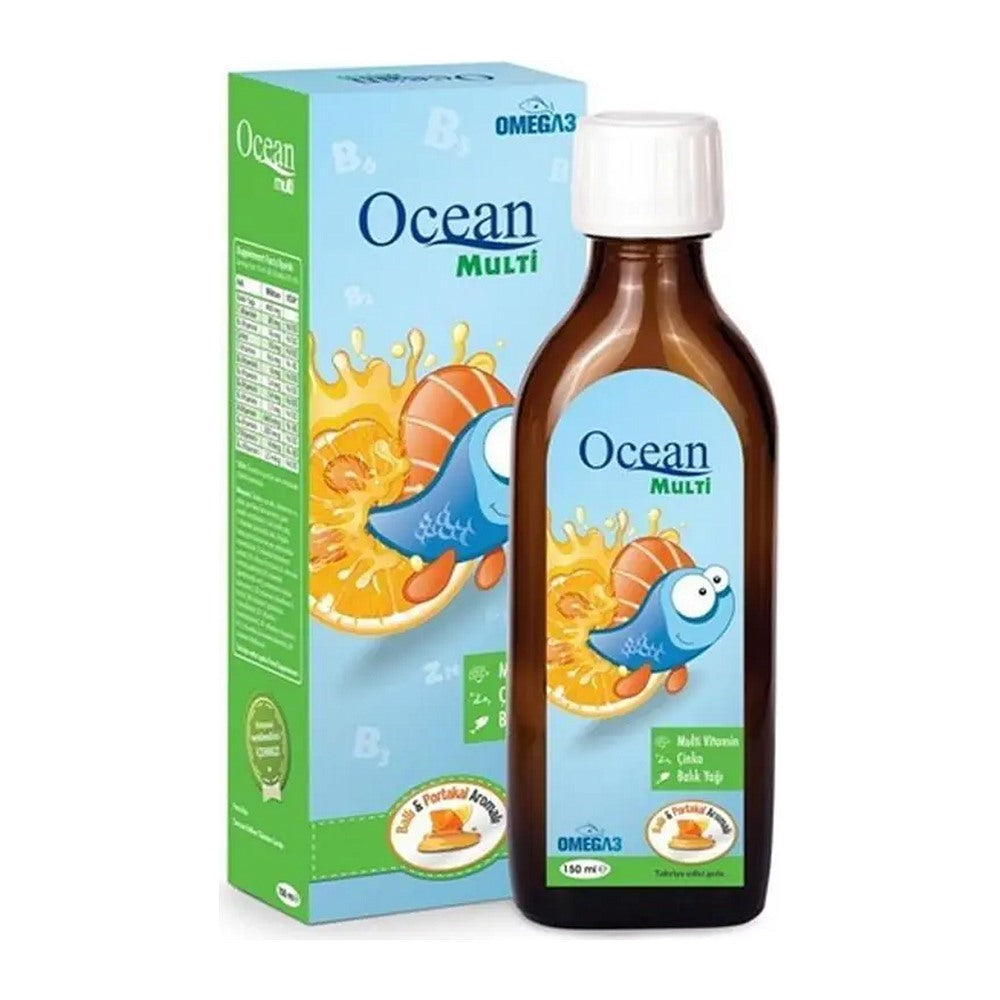 Оушън мултивитамин и рибено масло сироп мед и портокал, 150 ml – Ocean Multivitamin Mineral & Fish Oil syrup honey-orange, 150 ml
